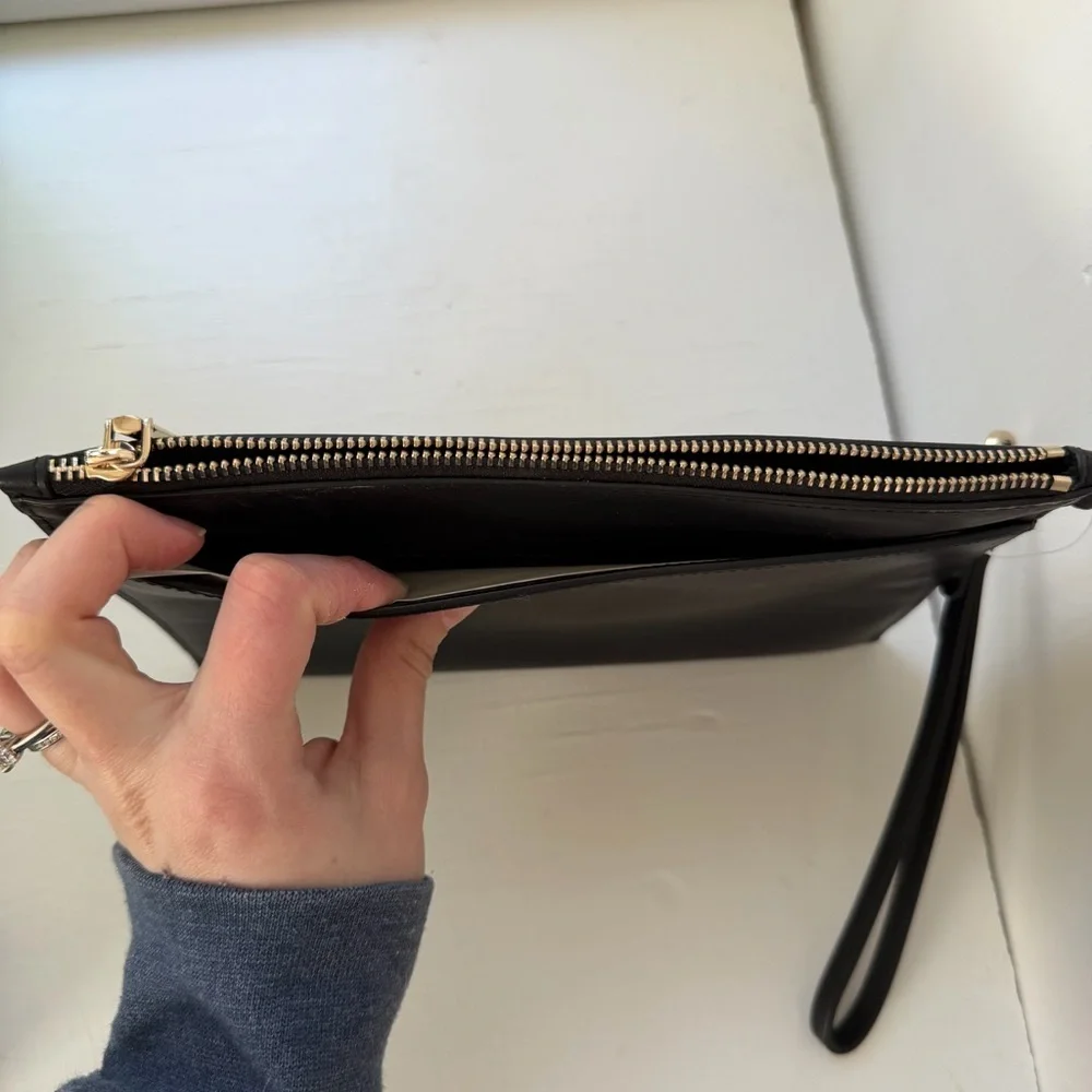 NWOT Kate Spade I Love NY Leather Wristlet Clutch Black Red Heart NYC